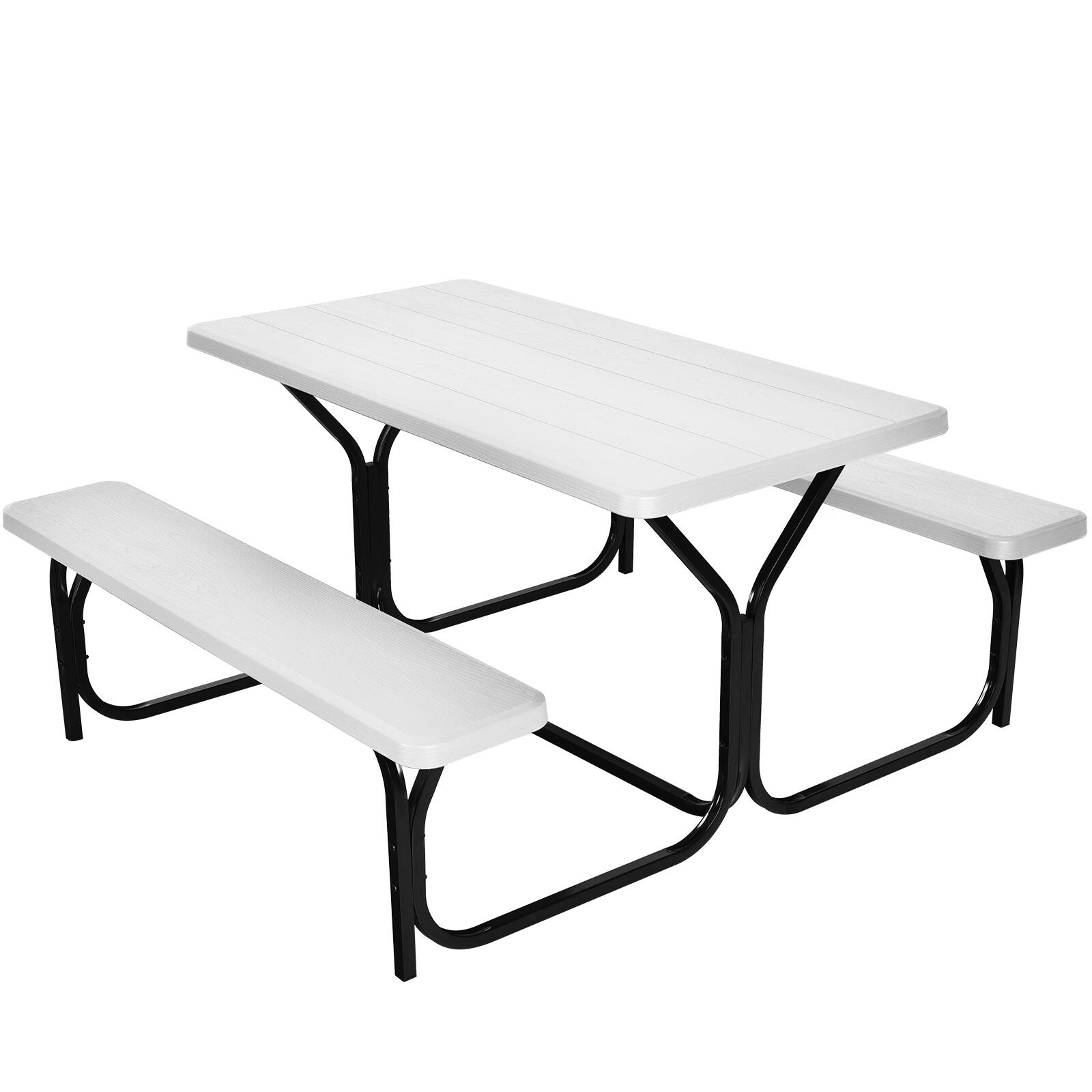 Alt View 1. Costway - Costway Picnic Table Bench Set Outdoor Backyard Patio Garden Party Dining All Weather - White.