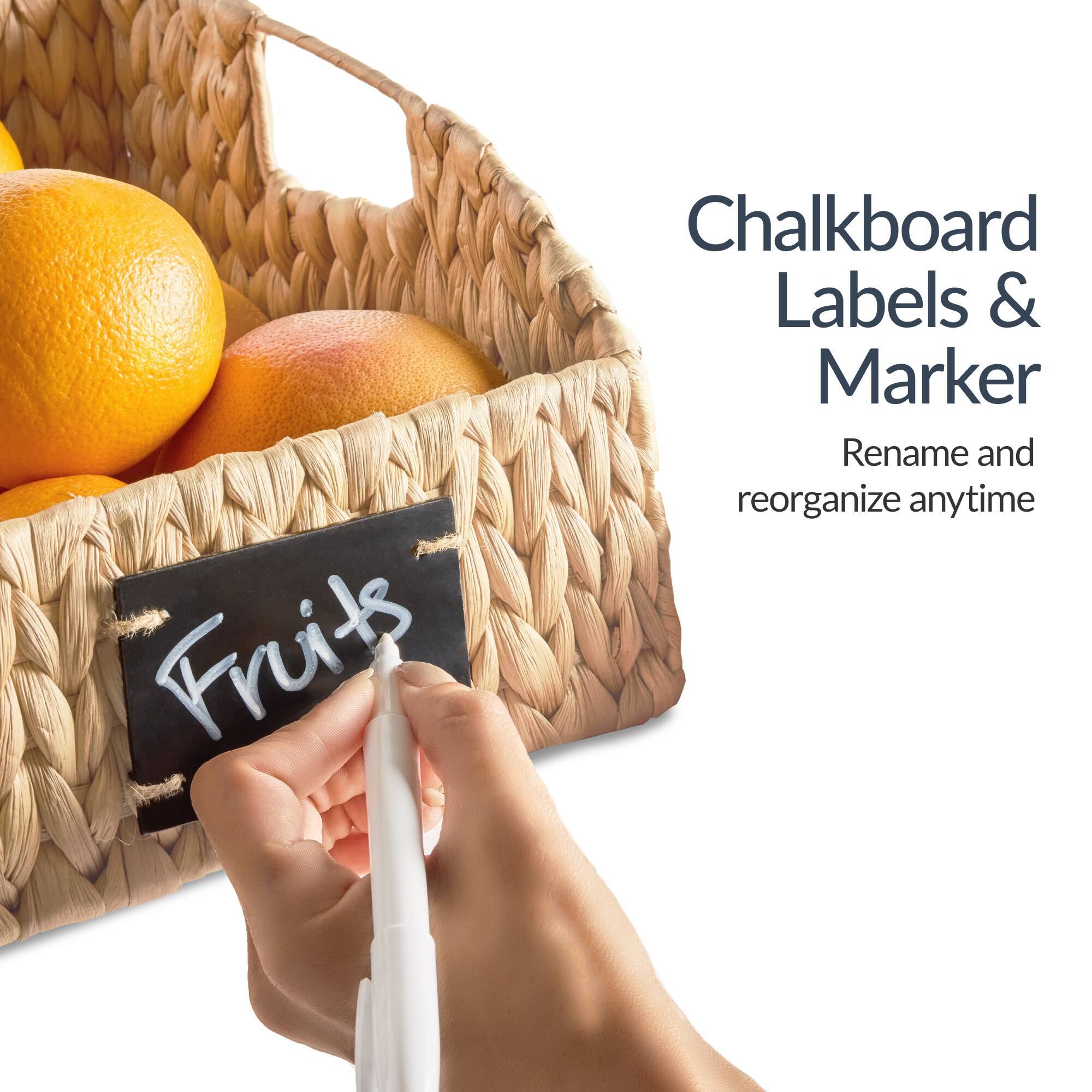 Chalkboard Labels & Marker  
Rename and reorganize anytime