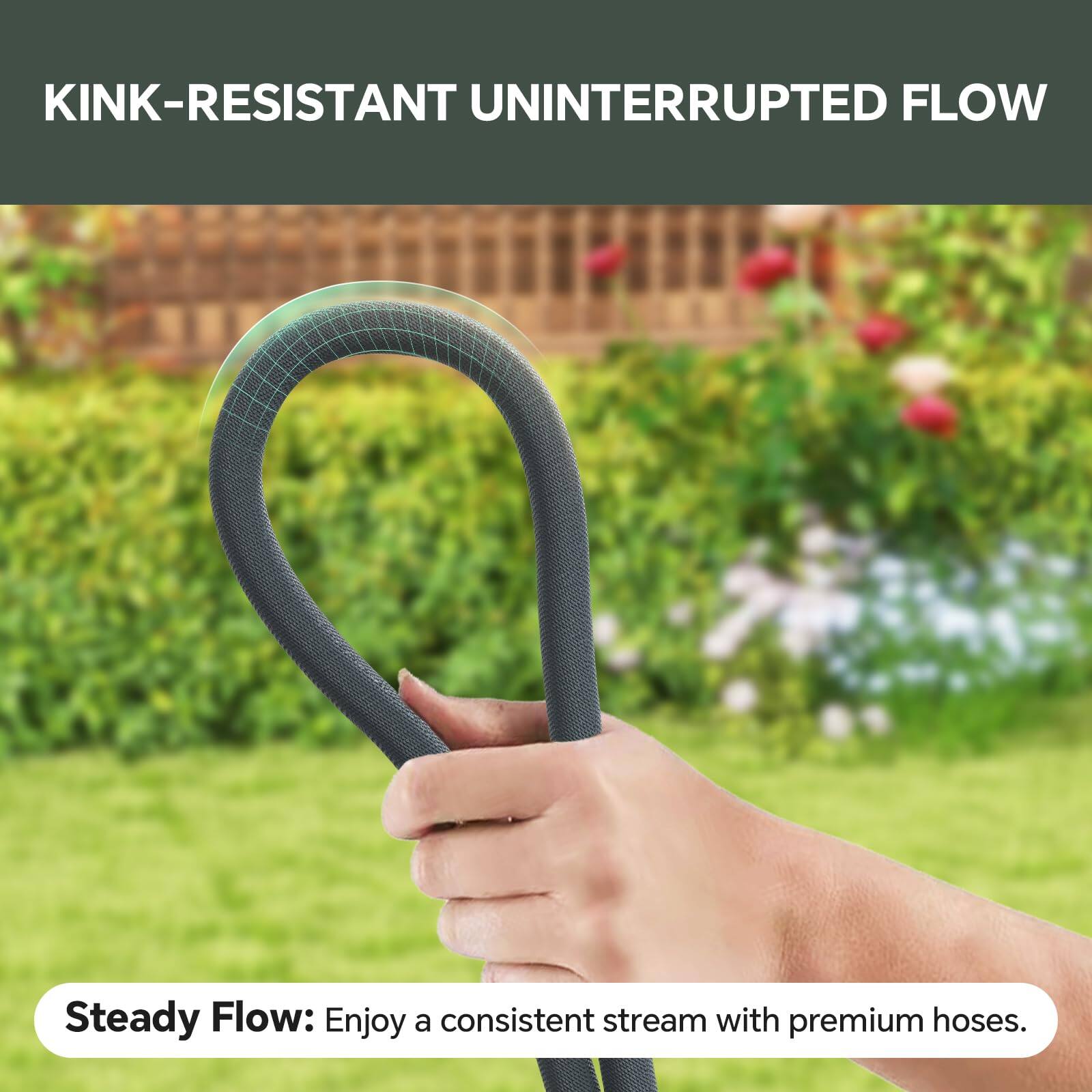 KINK-RESISTANT UNINTERRUPTED FLOW

Steady Flow: Enjoy a consistent stream with premium hoses.