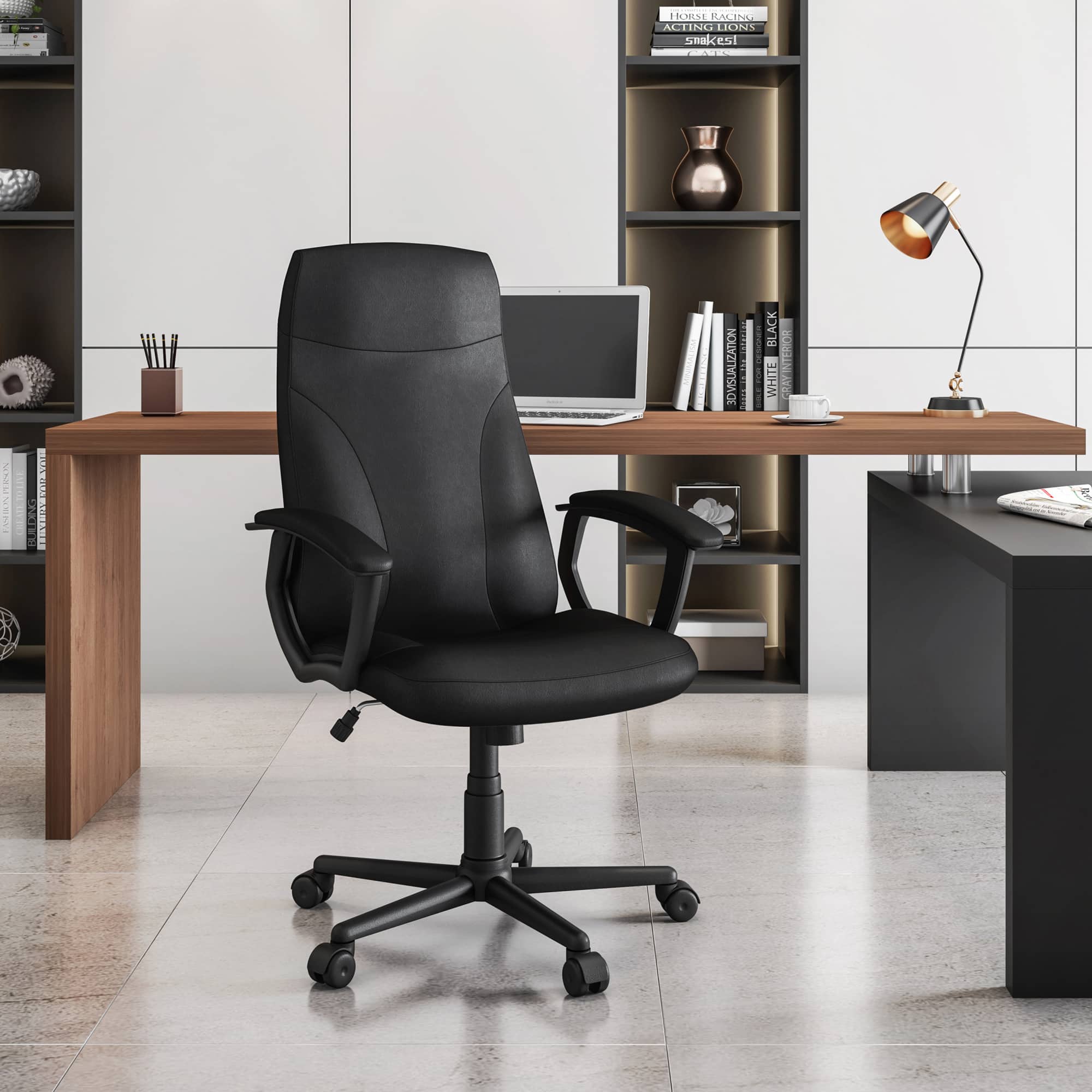 GOODSILO - Medium Back Executive Office Chair with Ergonomic Design and Adjustable Features - Black