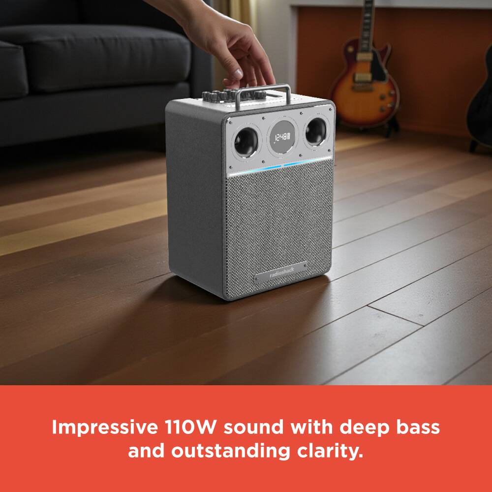 12488 Radioshack Impressive 110W sound with deep bass and outstanding clarity.