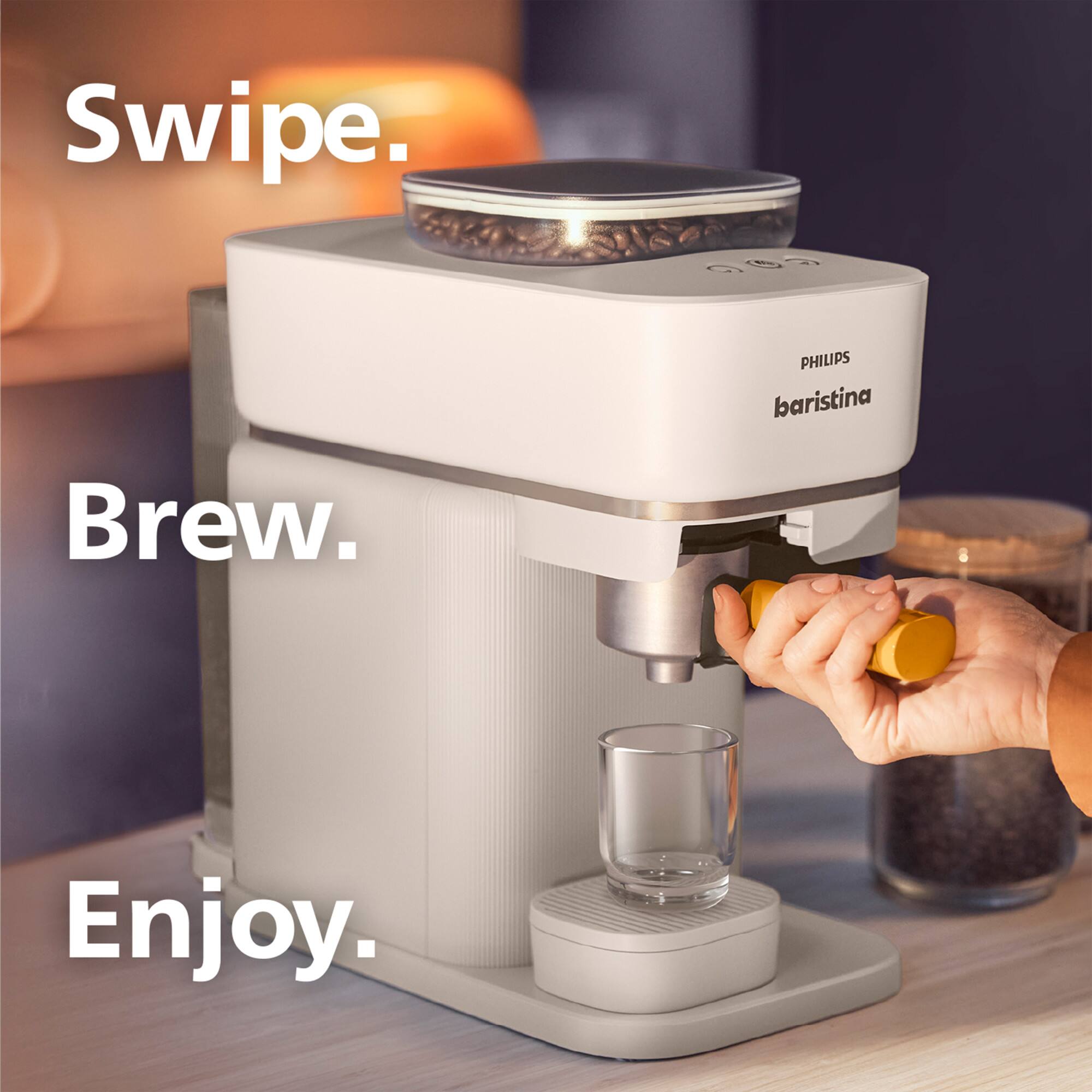 Swipe.  
Brew.  
Enjoy.