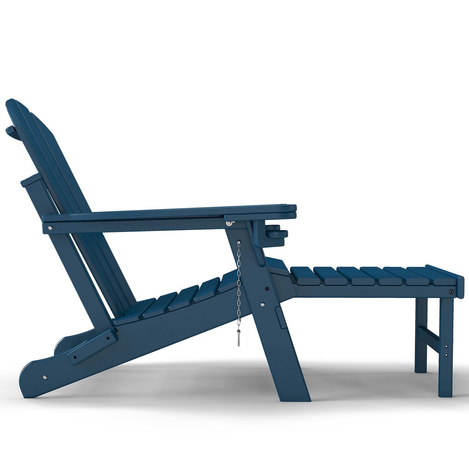 Alt View 1. FODINGHILL - Set of 2 HDPE Adirondack Chairs with Ottomans - Blue.