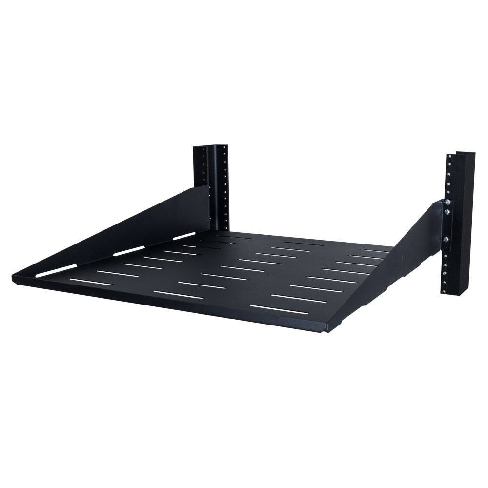 Alt View 2. RackSolutions - RackSolutions 2U 2Post Vented Cantilever Shelf 18in Depth - Black.