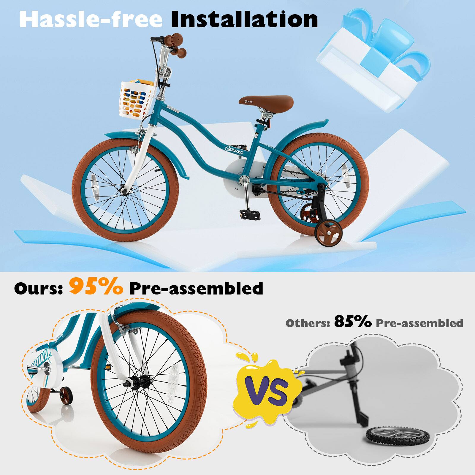 Hassle-free Installation

Ours: 95% Pre-assembled

Others: 85% Pre-assembled