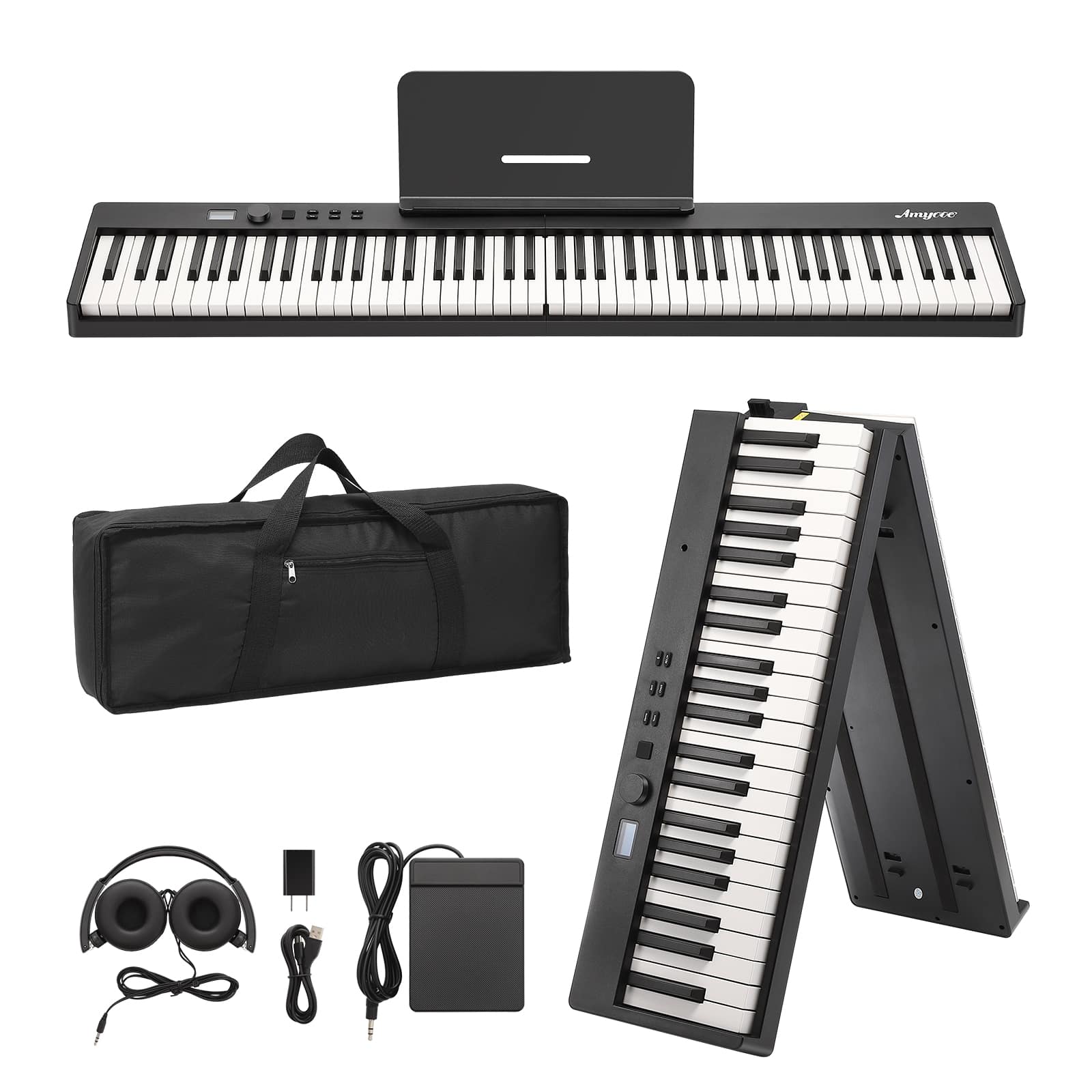 GARVEE - Foldable Piano Keyboard, Portable 88-Key Electronic Piano with Lightweight Design for Travel, Beginners & Students