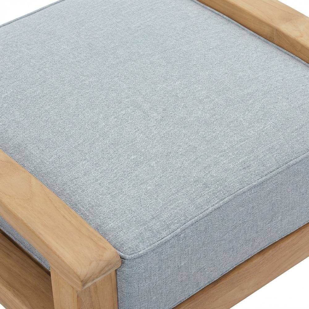 Alt View 1. Outdoor Escape - Teak Outdoor Ottoman With Cushioned Seat For Patio Lounging - Gray.