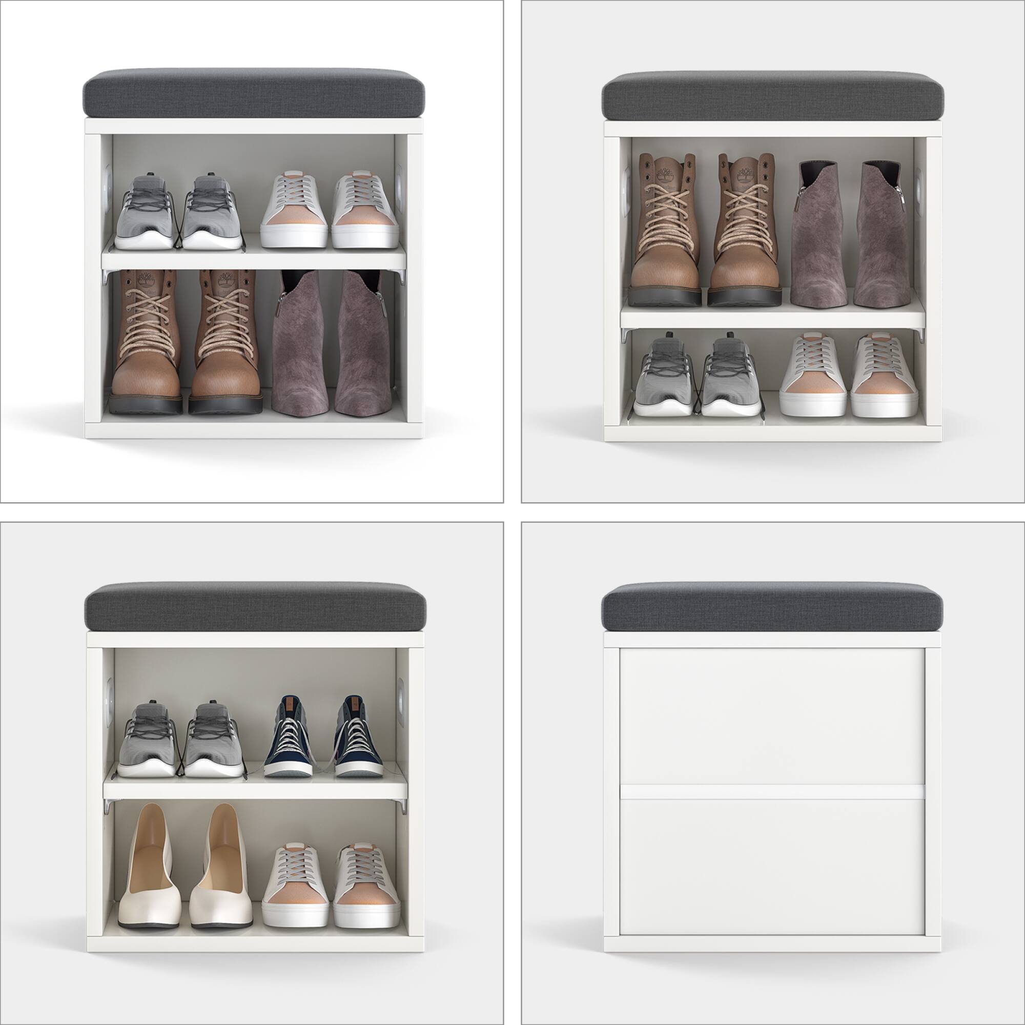 Alt View 2. GOODSILO - Compact Entryway Shoe Storage Bench with Removable Cushion for Seating and Organization - White.