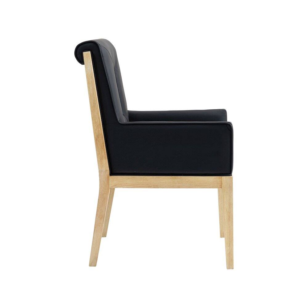 Alt View 3. Meridian Furniture - Gwendolyn Black Vegan Leather Dining Arm Chair - Black.