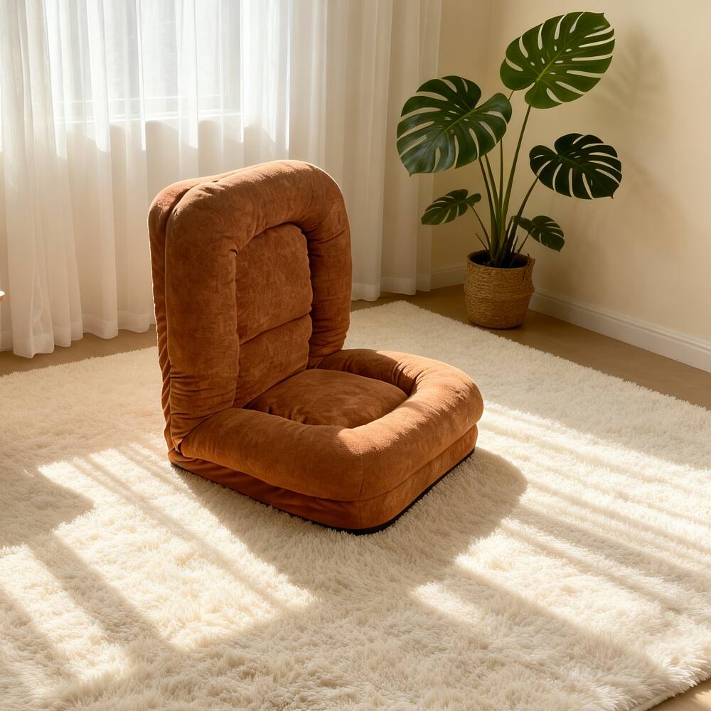 Alt View 9. Loheer - Loheer Egg Tart Lazy Sofa Adjustable Folding Floor Chair Bed - Beige.