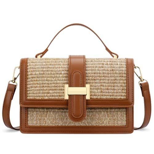 Fabibe - Top Handle Straw Crossbody Bags For Women Summer Purses And Handbags Shoulder Clutch Beach Bag - A-brown