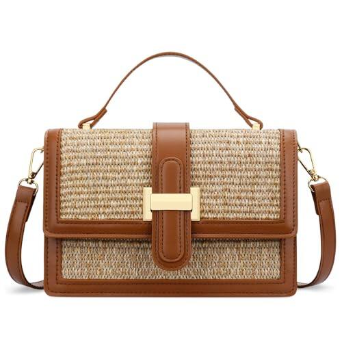 Fabibe - Top Handle Straw Crossbody Bags For Women Summer Purses And Handbags Shoulder Clutch Beach Bag - A-brown