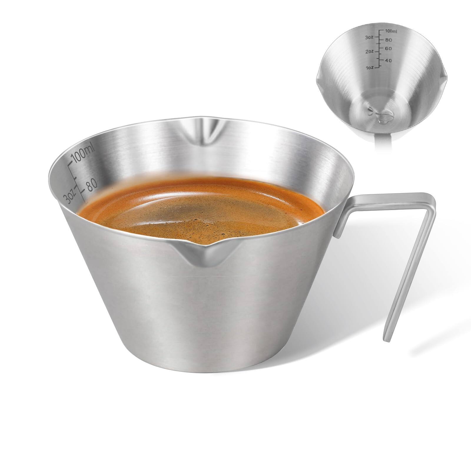 Dapper Styles 2 Stainless Steel Espresso Cups With Handle Double Spout ...