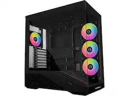 Lian Li - V100 ATX Mid-Tower Case, 4x 120mm ARGB Fans, RGB Strip, Tempered Glass, 420mm GPU Support - Black (V100RX) - Black