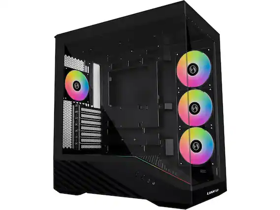 Front. Lian Li - Lian Li V100 ATX Mid-Tower Case, 4x 120mm ARGB Fans, RGB Strip, Tempered Glass, 420mm GPU Support - Black (V100RX) - Black.