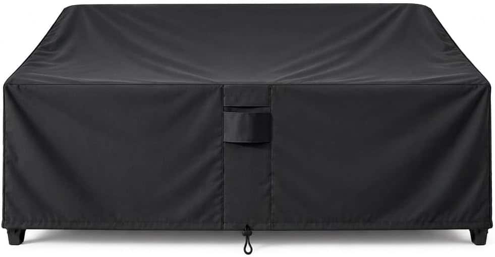 KHOMO GEAR - Patio Loveseat Cover - Heavy Duty, Water Resistant Outdoor Sofa & Couch Furniture Cover - 48" W x 31" D x 32.5" H - Black