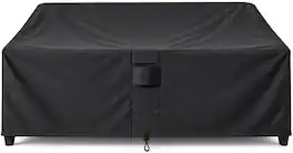 KHOMO GEAR - Outdoor Loveseat Cover Waterproof, 2-Seater Patio Couch and Sofa Cover with Vents and Leg Straps - 58"W x 31"D x 32.5"H - Black