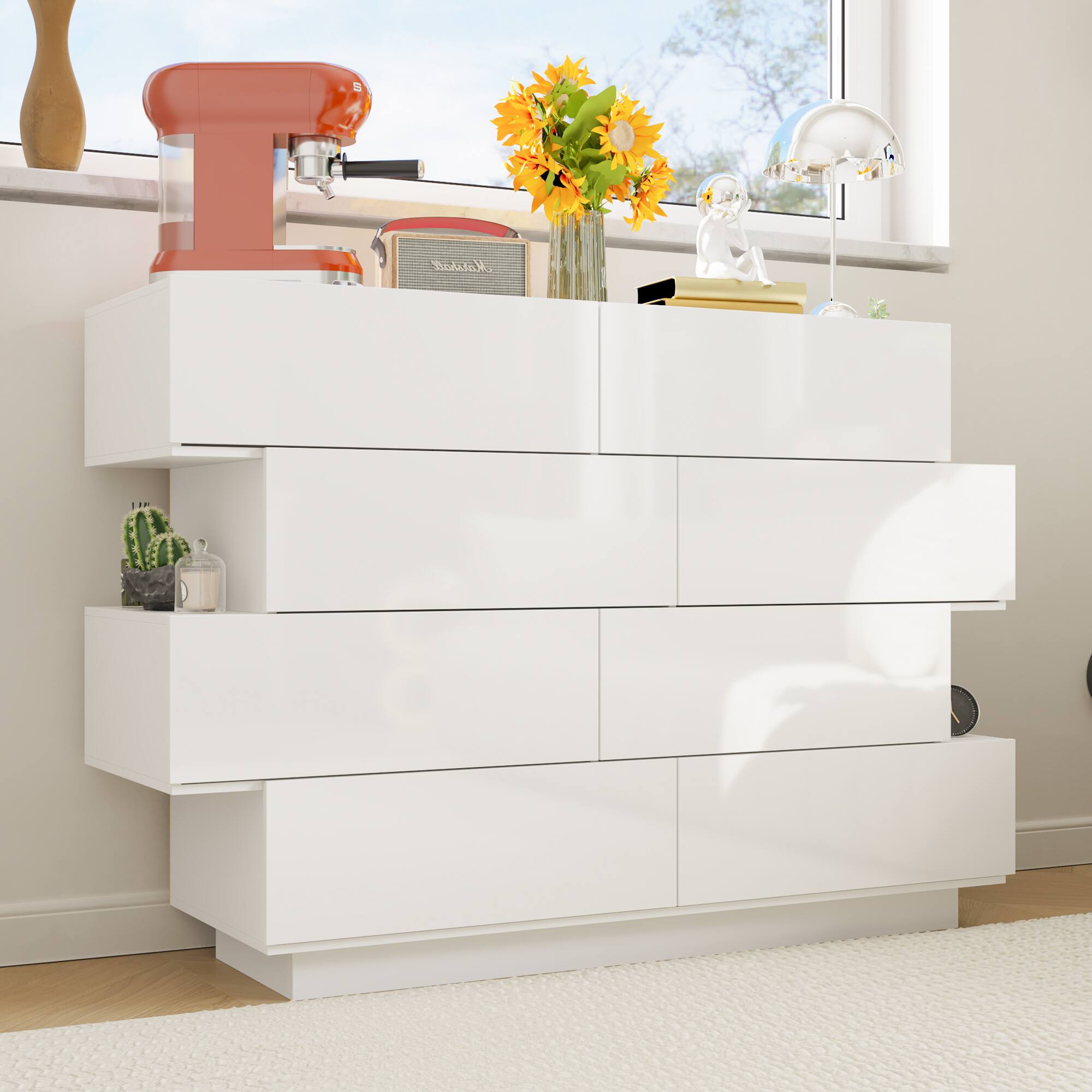 Alt View 6. FUFU & GAGA - FUFU&GAGA Staggered Storage Chest: Modern Minimalist Organizer - White.