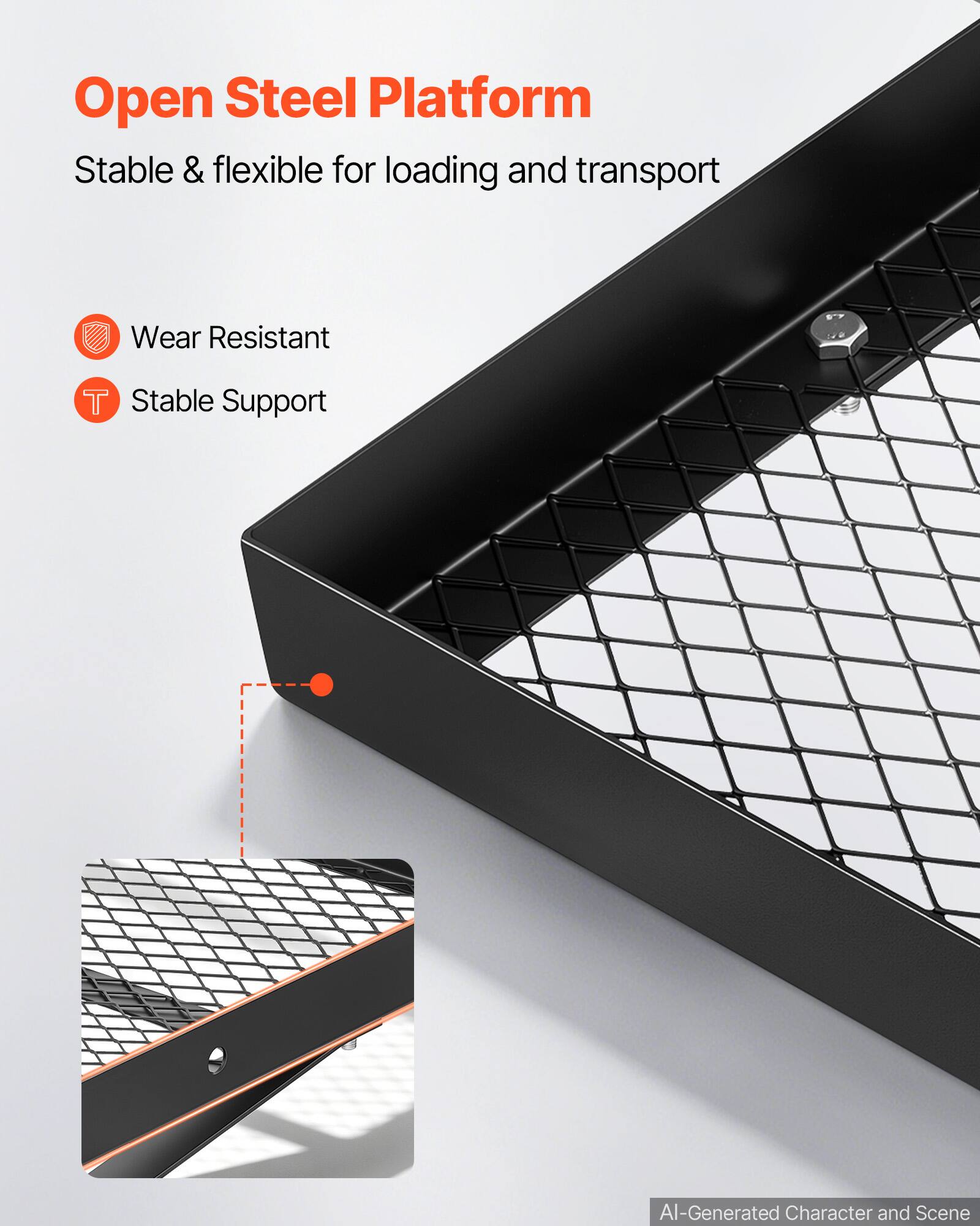 Open Steel Platform  
Stable & flexible for loading and transport  

- Wear Resistant  
- Stable Support  

AI-Generated Character and Scene
