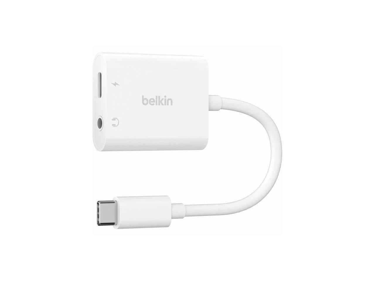 Belkin - RockStar 3.5mm Audio + USB-C Charge Adapter - Mini-phone/USB-C Audio/Data Cable for Smartphones, Tablets, Laptops