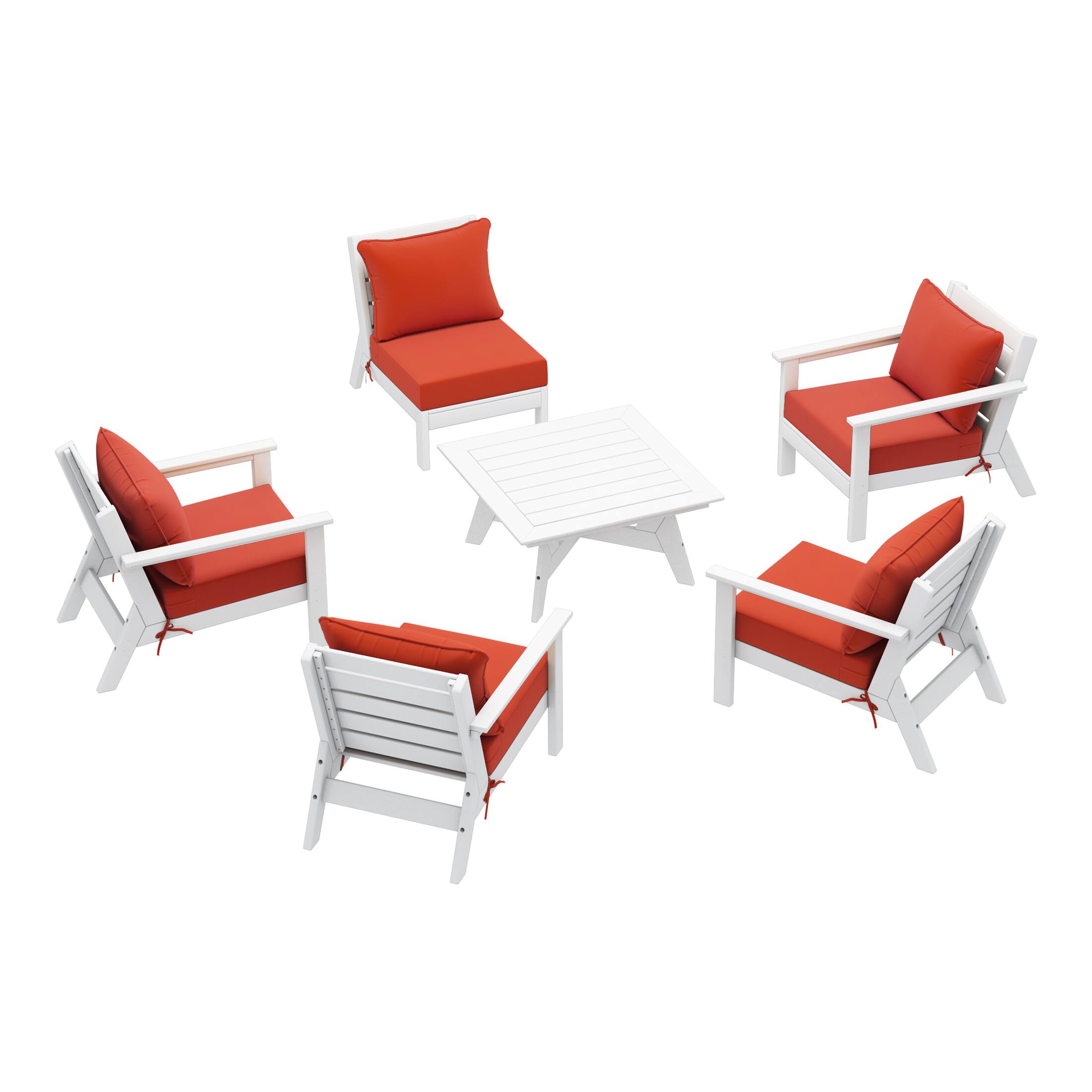 Left. WestinTrends - WestinTrends Avalon Outdoor 6-Piece Modular Sectional Patio Furniture Sofa Set - White/Orange.