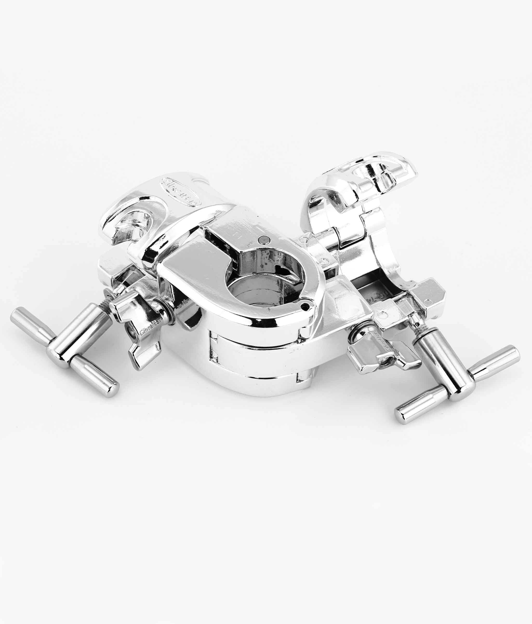 Left. Gibraltar Hardware - Chrome Series Adjustable Right Angle Clamp, Heavy-Duty Drum Rack Connector with 90-Degree Pivot for Rack Assembly.