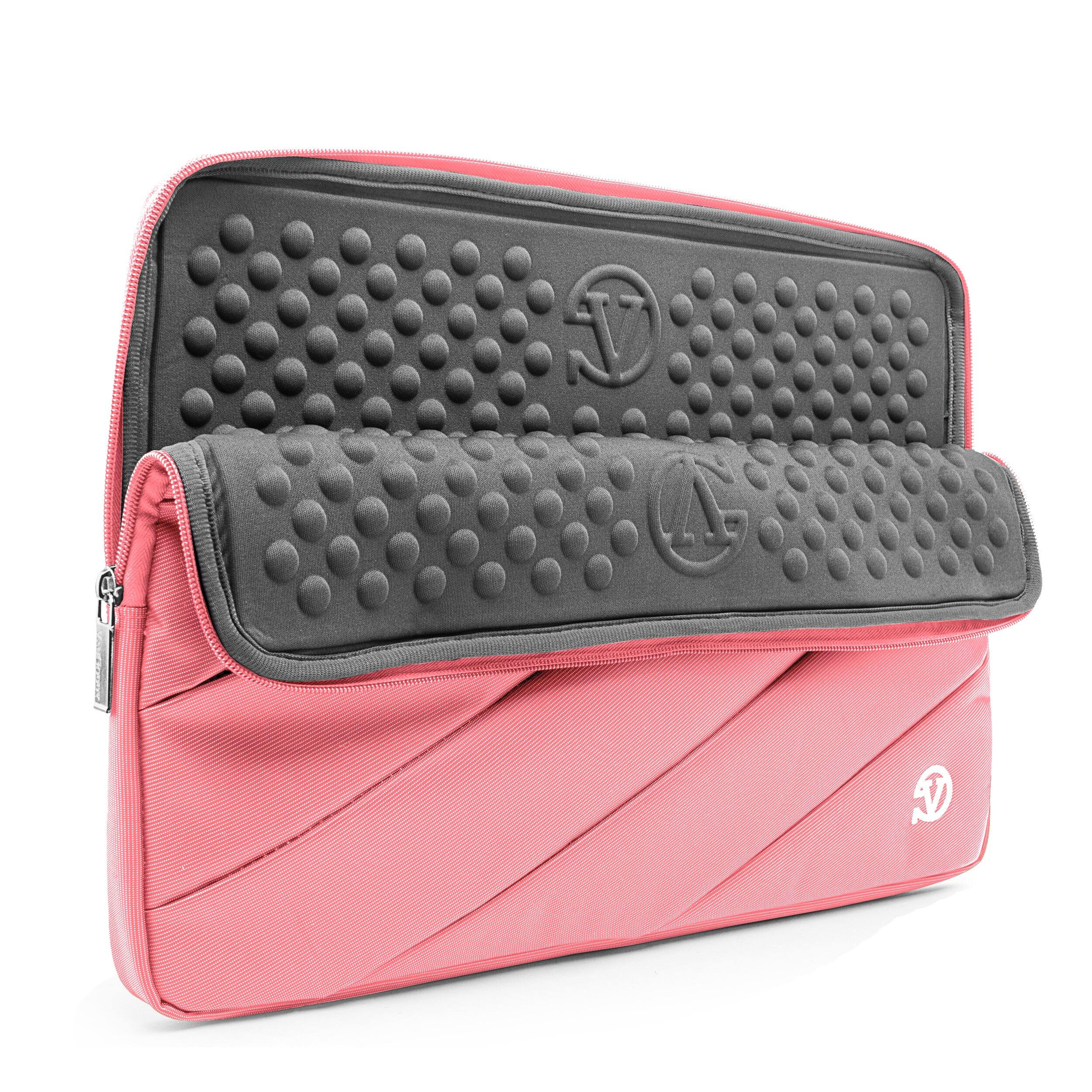 Alt View 3. Vangoddy - 15.6-inch Laptop Sleeve Nylon Shock-Absorbing Lining Dual Zippers Front, Rear Pockets - Pink.
