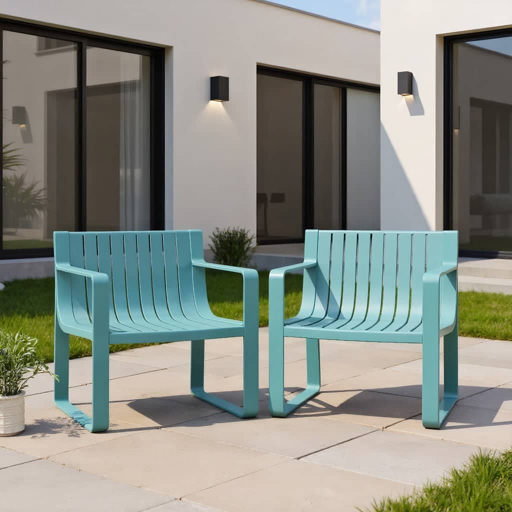 Kadyn - Outdoor Dining Room Chairs, Patio Kitchen Chairs,Patio Chairs Set of 2 with Curved Backrests and Seats - Blue