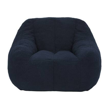 Front. GOODSILO - Large Faux Fur Bean Bag Chair with Memory Foam Filling for Ultimate Comfort and Support - Dark Blue.