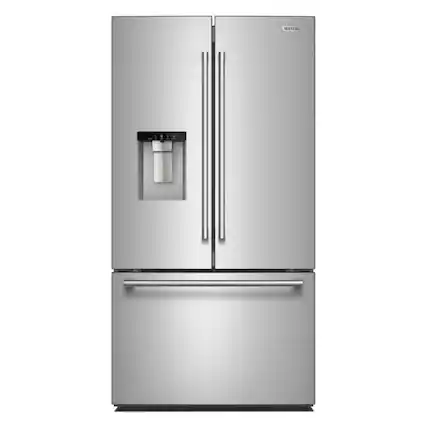 Front. Maytag - Maytag - Maytag 30 Cu. Ft. XL Capacity French Door Bottom Mount Refrigerator with In-Door-Ice Dispensing System - Fingerprint-Resistant Stainless Finish.