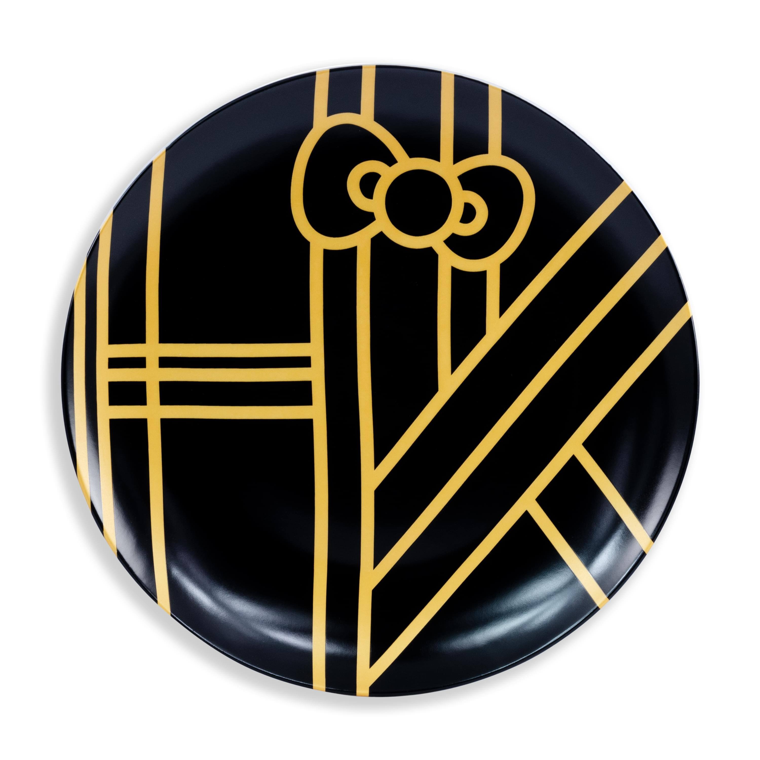 Alt View 1. Hello Kitty - Hello Kitty Panache Black & Gold 4 Piece Side Plate Set - Black/Gold.