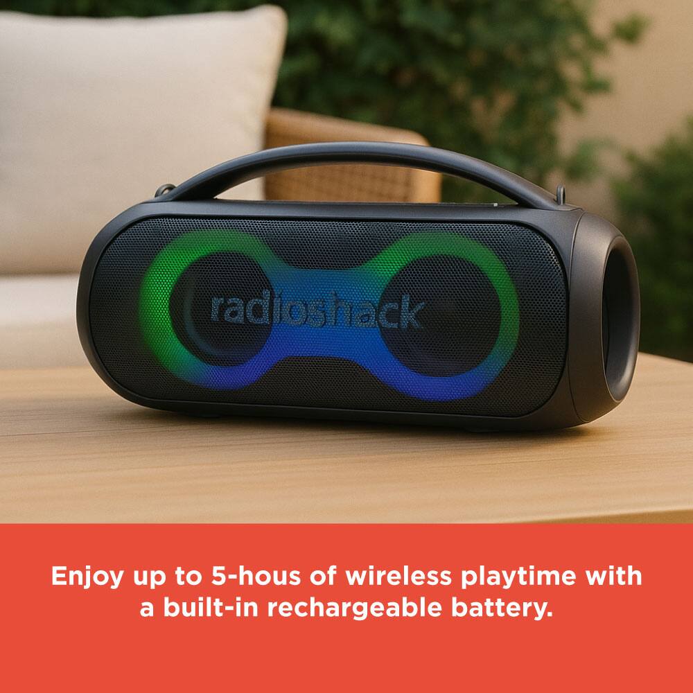 Enjoy up to 5-hours of wireless playtime with a built-in rechargeable battery.