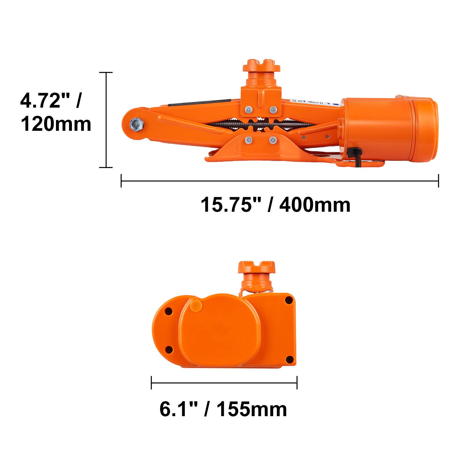 4.72" / 120mm  
15.75" / 400mm  
6.1" / 155mm