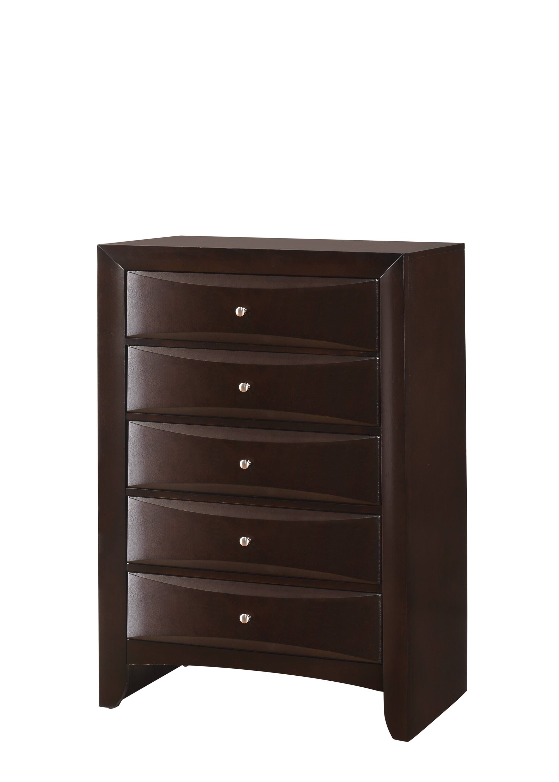 Front. TinyHomie - 1Pc Contemporary 5 Drawer Chest Brown Finish Solid Wood Wooden Bedroom Furniture - Brown.