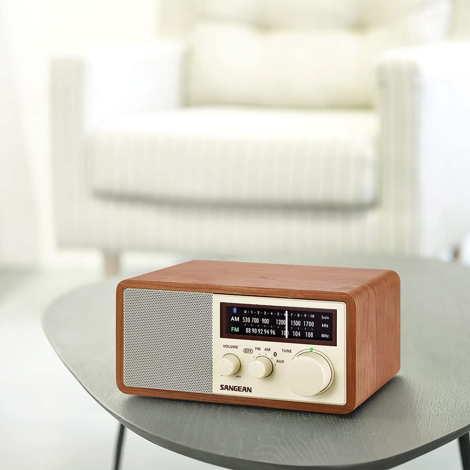 Sangean Bluetooth Tabletop Retro Wooden Cabinet AM/FM Aux Radio