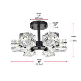 Living District - Lyra 14 inch Flush Mount Ceiling Light - Black