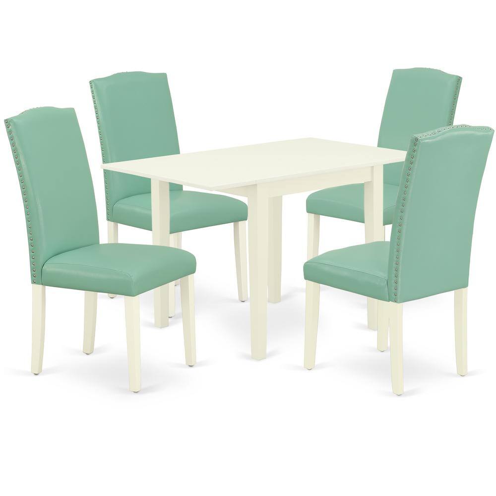 Left. East West Furniture - Dining Room Set Linen White - Brown.
