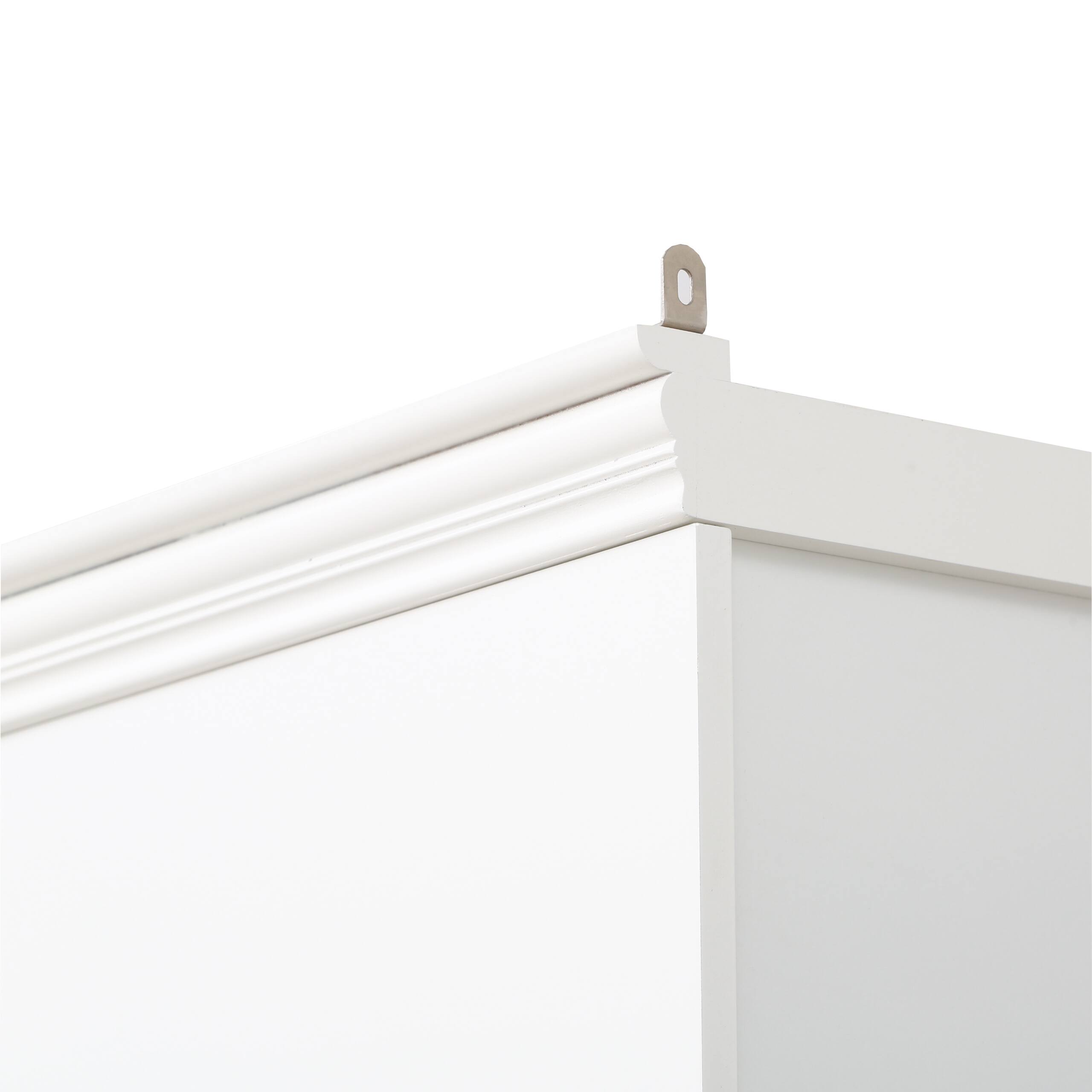 Alt View 10. Tiramisubest - 3-Pieces Bookcase Display Cabinet with 5 Colors Dimmable LED Ceiling Light,Retro Bookshelves with tempered glass shelves - White.