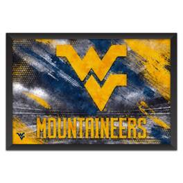 Sporticulture - West Virginia Mountaineers 27" x 39" Brush Stroke Logo Framed Art Print - Multicolor