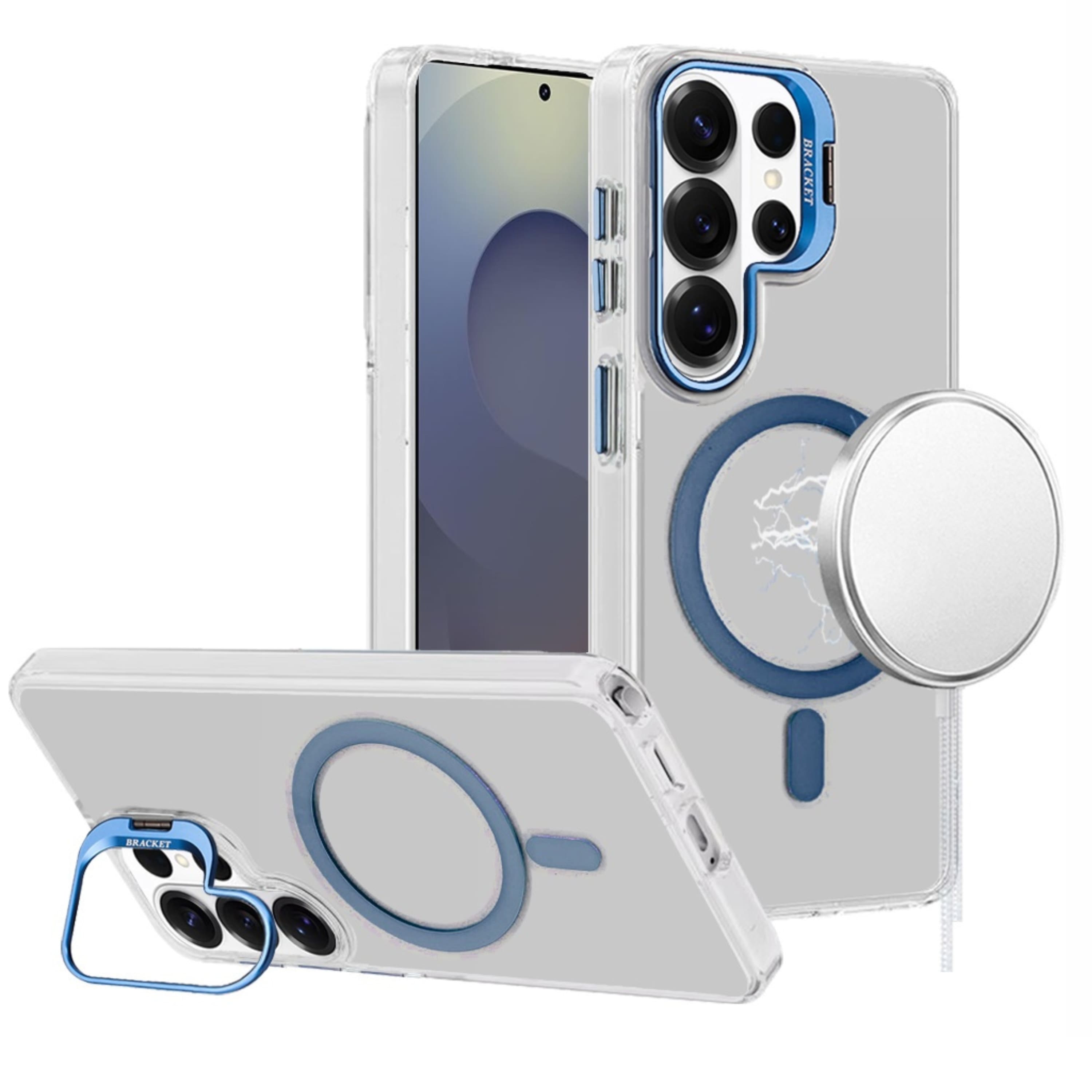 Kitcheniva - Metallic Camera Stand Magnetic Circle Case With Tempered Glass For Samsung S26 Ultra - Blue price history on PriceWatchPro