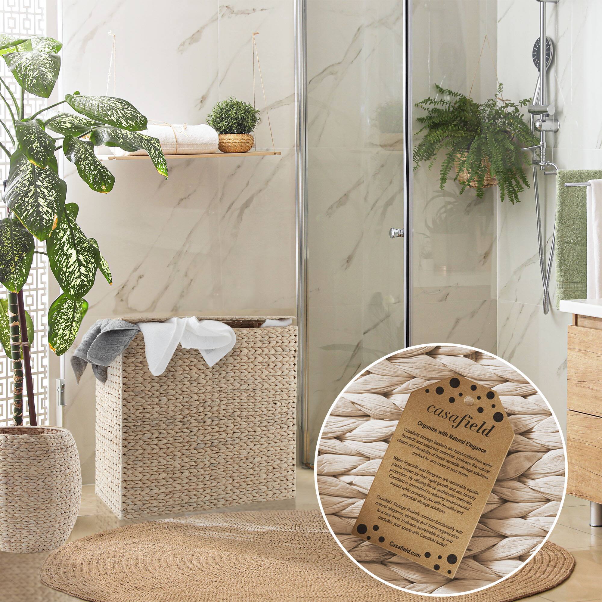 casafield

Organize storage with Natural Elegance

Casafield's natural storage baskets are designed to bring a touch of nature into your home. Made from woven seagrass, these baskets are perfect for storing towels, toiletries, and other bathroom essentials. The natural seagrass is sustainably sourced and handcrafted by skilled artisans, ensuring a unique and eco-friendly product. The baskets are available in various sizes to fit your storage needs, and their neutral color makes them versatile for any bathroom decor. The baskets are also durable and easy to clean, making them a practical and stylish addition to your home. 

casafield.com