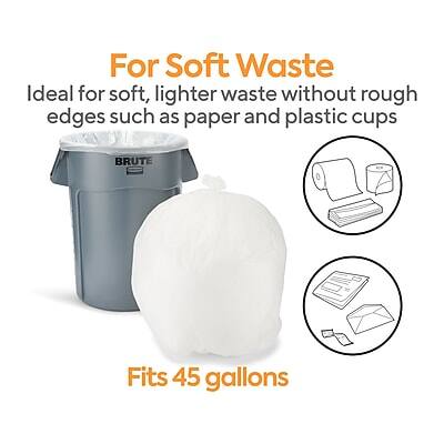 For Soft Waste  
Ideal for soft, lighter waste without rough edges such as paper and plastic cups  
BRUTE  
Fits 45 gallons