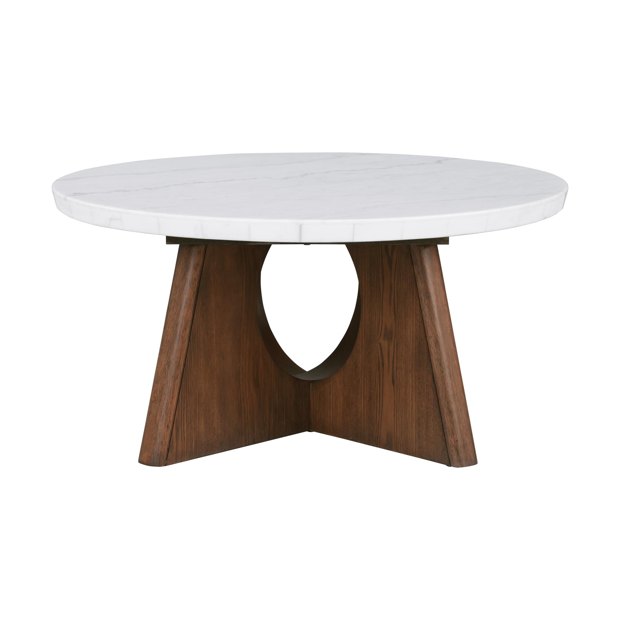 Boyel Living - Round Marble-Top Coffee Table with Sculptural Wood Base - White/Brown price history on PriceWatchPro