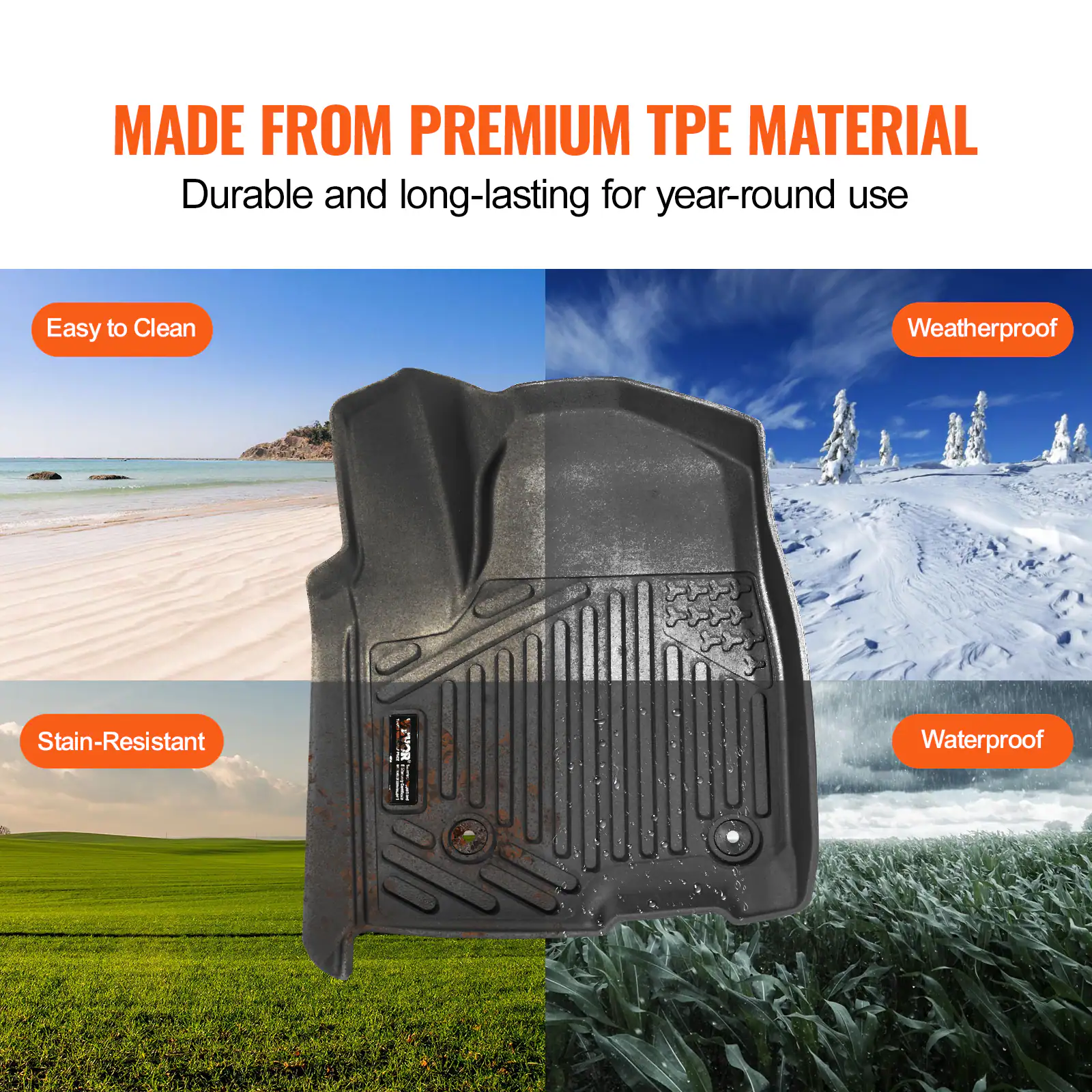 MADE FROM PREMIUM TPE MATERIAL  
Durable and long-lasting for year-round use  

- Easy to Clean  
- Weatherproof  
- Stain-Resistant  
- Waterproof