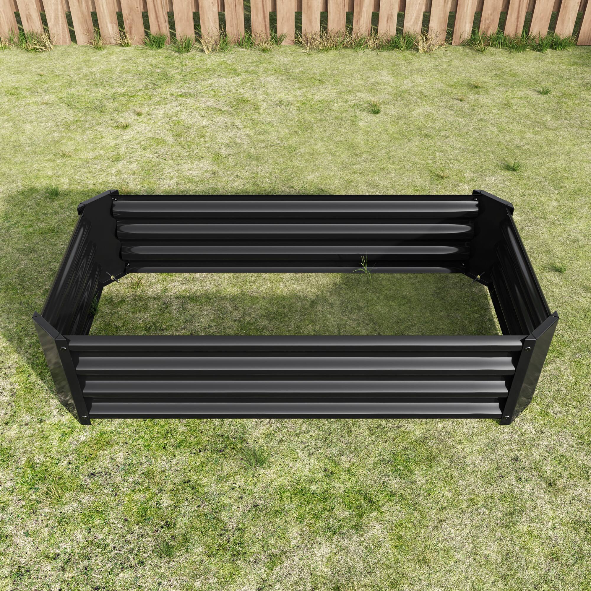 Alt View 7. PAIHOME - Metal Raised Garden Bed, 4×2×1 ft Rectangle Raised Planter for Flowers Plants, Vegetables Herb, Garden Decor - Black.