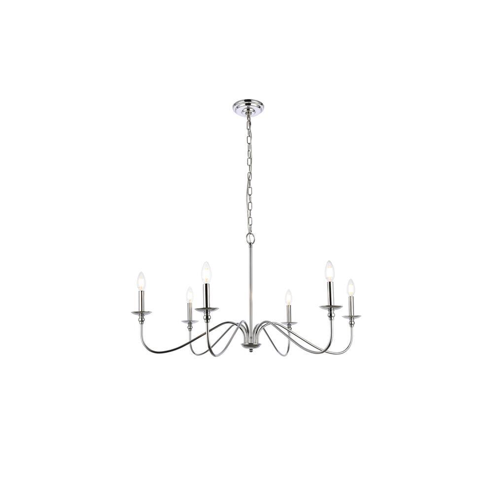Alt View 4. Living District - Rohan 6 lights polished nickel chandelier - Polished Nickel.