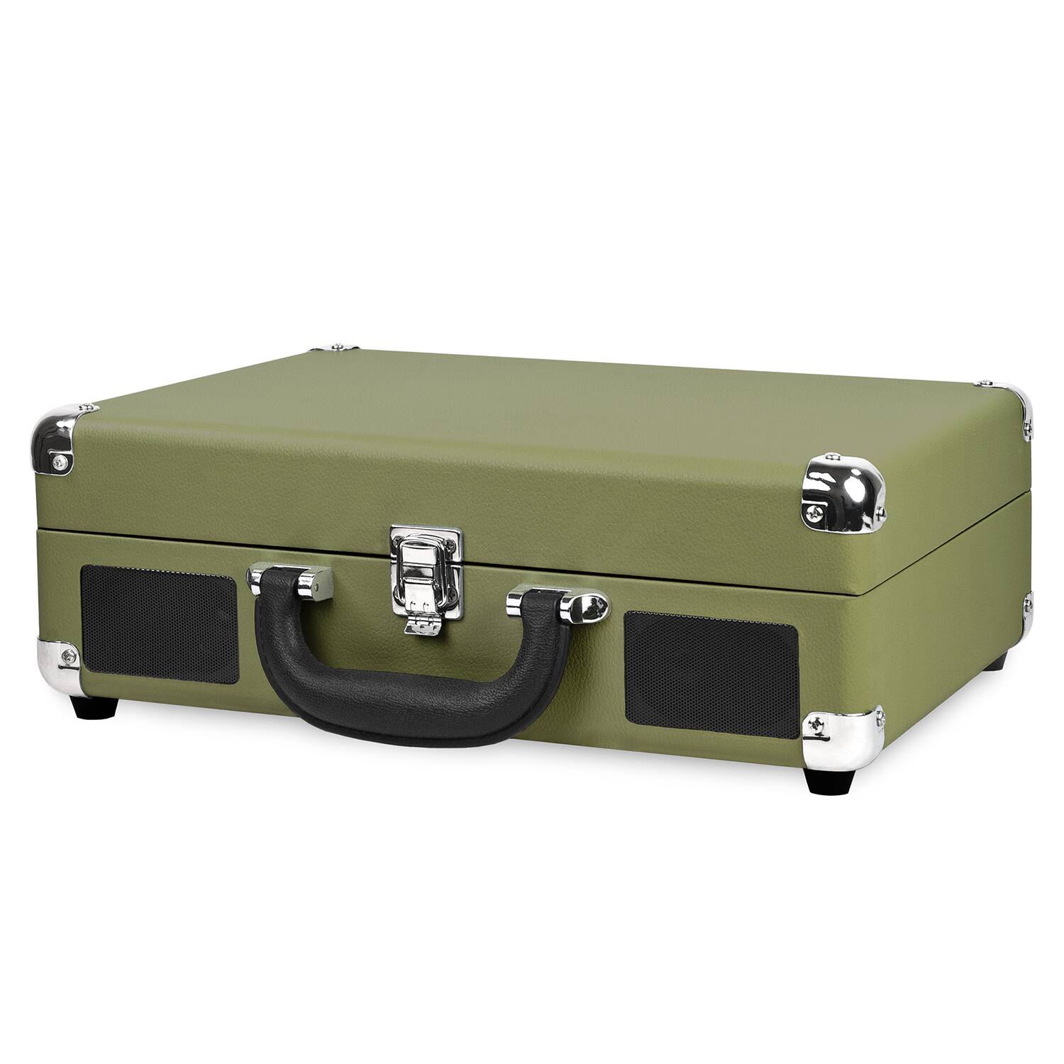 Alt View 1. Victrola - Journey Bluetooth Suitcase Record Player with 3-speed Turntable - Green Olive.