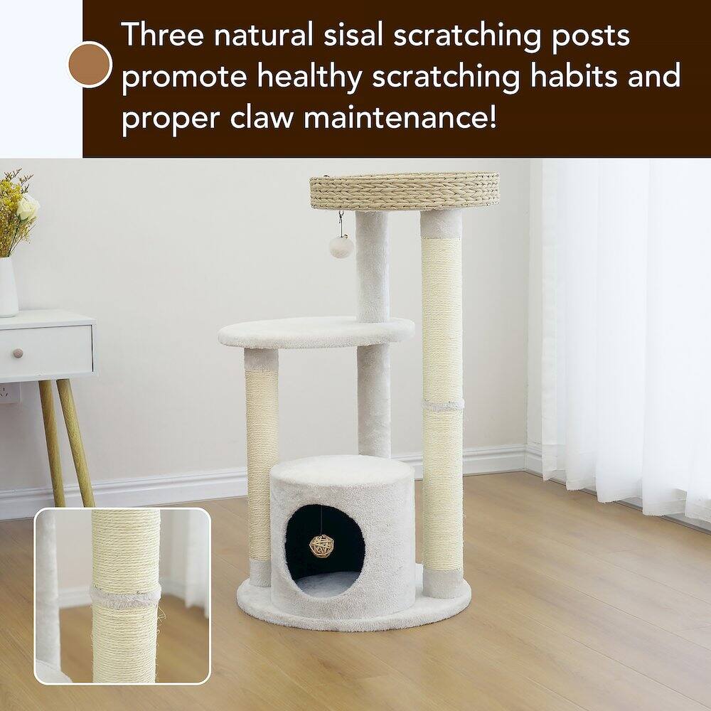 Three natural sisal scratching posts promote healthy scratching habits and proper claw maintenance!