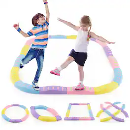 Gymax - Balance Beams for Kids w/ Non-slip Textured Surface Bottom Pad - Multicolor