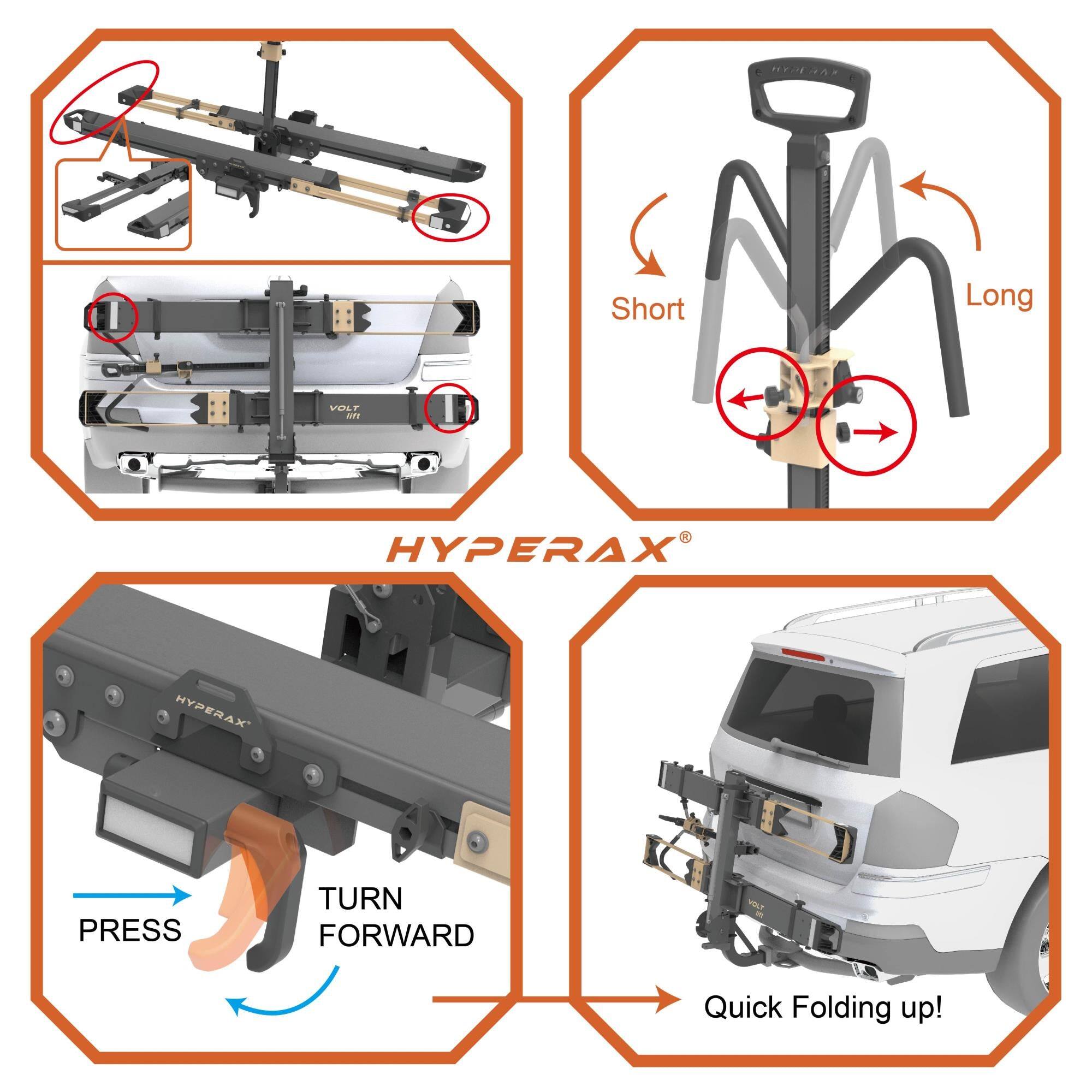 I Short Long VL Lnre HYPERAX HYPERAX PRESS TURN FORWARD VOLT Quick Folding up!